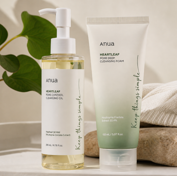 Anua Heartleaf Double Cleanse Duo 💧 (Oil + Foam Cleanser Set)