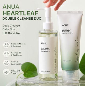 Anua Heartleaf Double Cleanse Duo 💧 (Oil + Foam Cleanser Set)