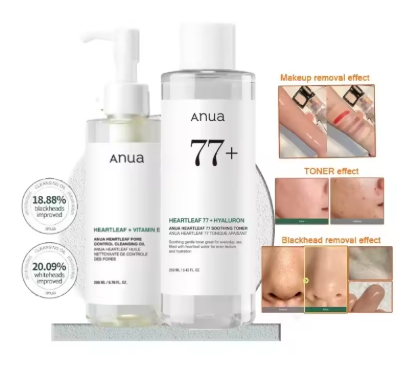 Anua Heartleaf Complete Cleanse & Calm Set 🌿 (Oil + Foam + Toner)