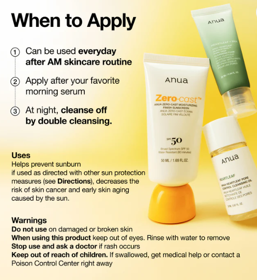 Anua Zero-cast Hydrating Finish Sunscreen