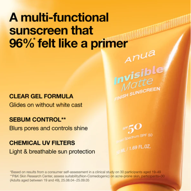 ANUA - Invisible Matte Finish Sunscreen SPF50+ PA+++ - 50ml