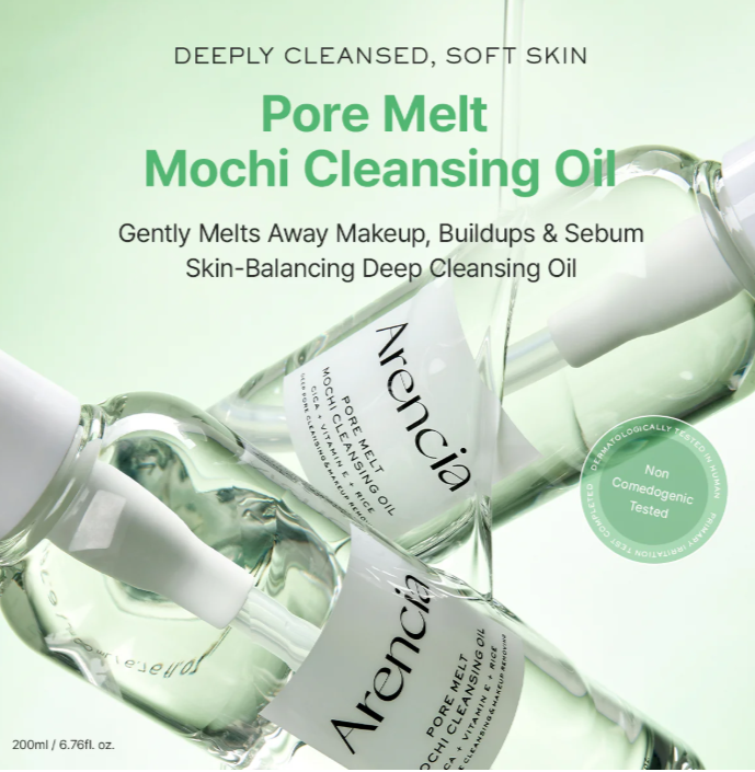 Pore Melt Mochi Makeup-Removing Cleansing Oil, Non-Comedogenic, Rice Amino Acids HD, Vitamin E, Cica, & Ceramide,