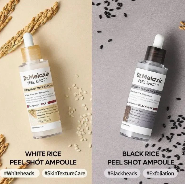 Dr.Melaxin Peel Shot Exfoliating White & Black Rice Ampoule