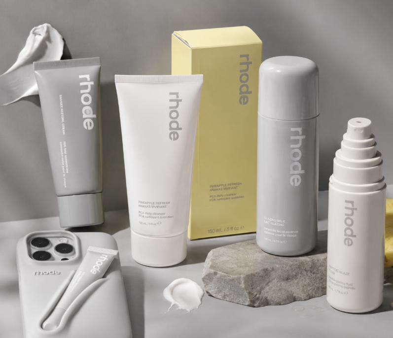 Rhode Glow Skincare Set – Cleanser, Barrier Cream, Glazing Milk & Peptide Glaze | Hydrating Glass Skin Routine