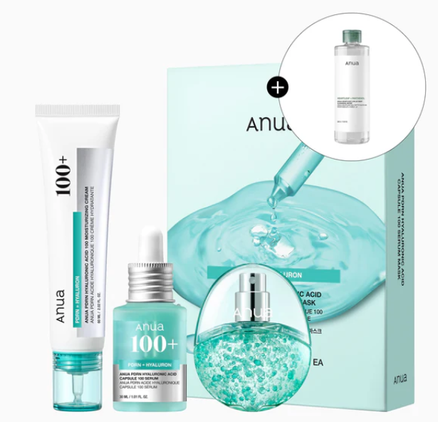 🩵 Anua Ultimate Hydration & Firming Bundle – 6-Piece Korean Skincare Set + Free Gifts