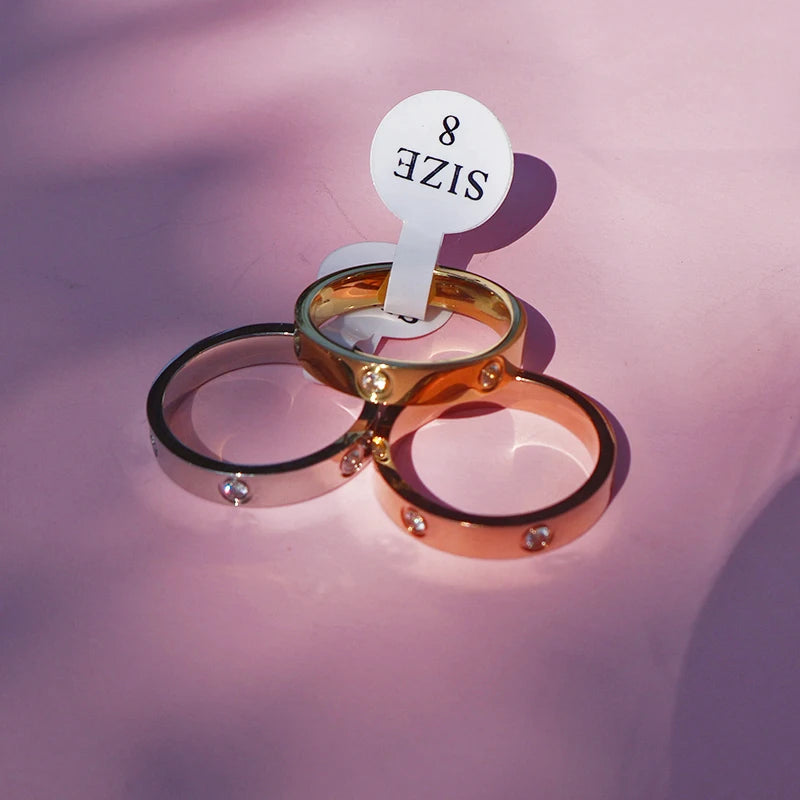 Zircon Stainless steel ring for man crystal rings for woman