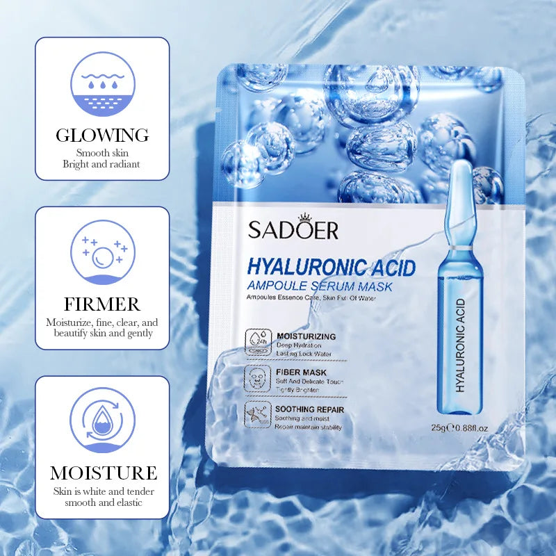 12pcs Hyaluronic Acid Hydrating Facial Mask Sheet Masks For Face Hydrating Shrinking Pores Moisturizing Face Masks Skin Care