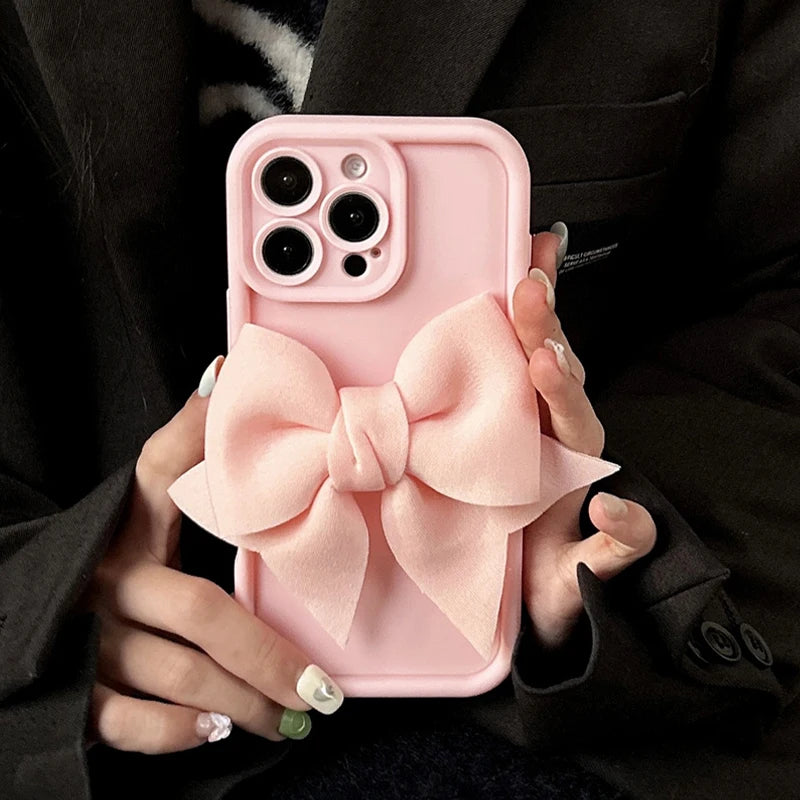 Lovely 3D Bowknot Silicone Phone Case For iPhone Soft Shockproof Cover