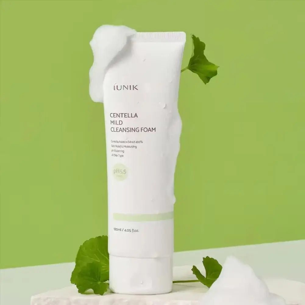 Korea IUNIK Centella Asiatica Cleanser 120ml Gentle Cleansing Cortex Keratin Calming Soothing Non-tightening Foam Cleanser