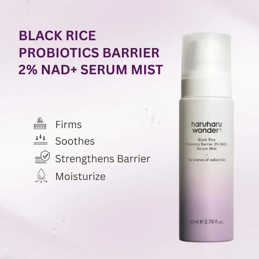 Korean Black Rice Probiotics Barrier  2% NAD+ Serum Mist Enhance Skin Elasticity Hydrating Spray, Repair Skin Barrier Skincare
